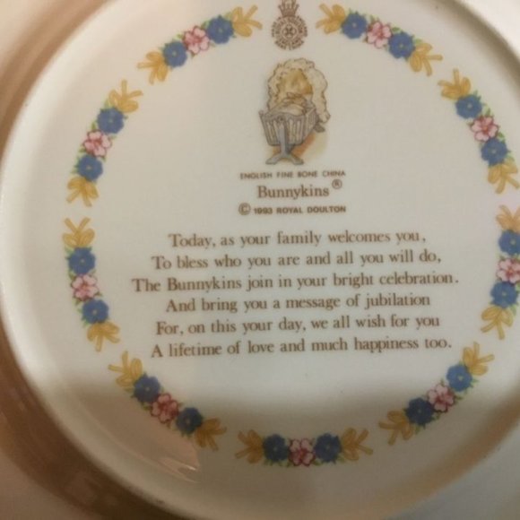 VINTAGE Royal Doulton Bunnykins Christening Plate 1993 - Picture 2 of 3